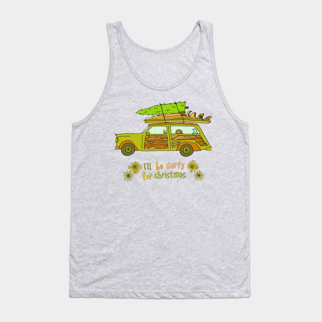 ill be surfy for christmas // retro surf art for surfy birdy Tank Top by surfybirdy